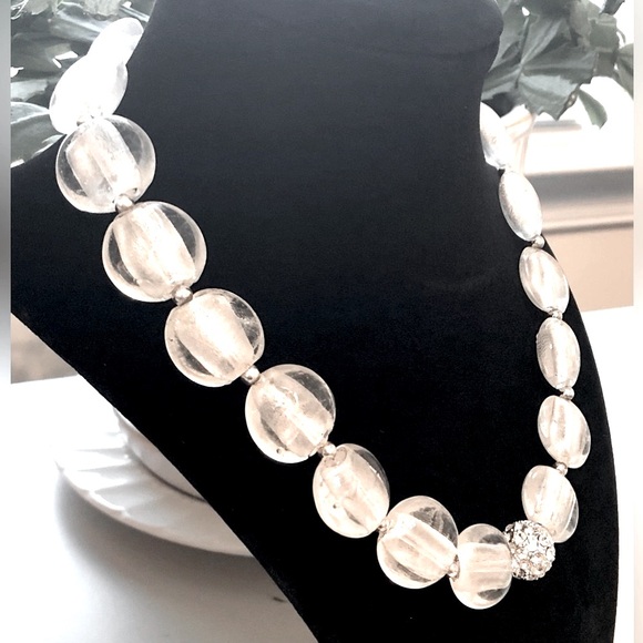 Glass Bead Necklace w/Rhinestone Roller Charm - Picture 11 of 12